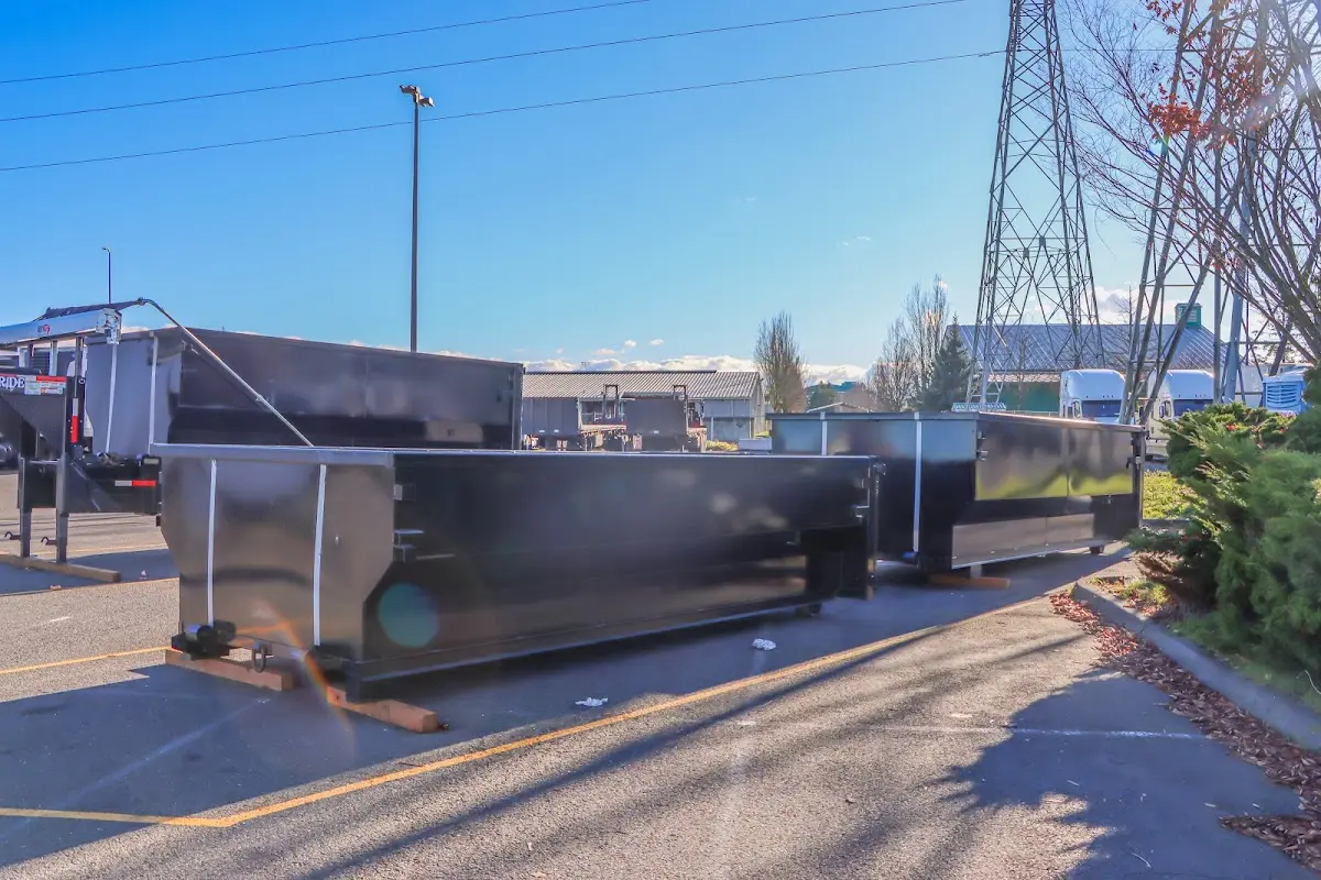 Roll-off dumpster ready for waste disposal at job site for Commercial Dumpster Rental in Dartmouth